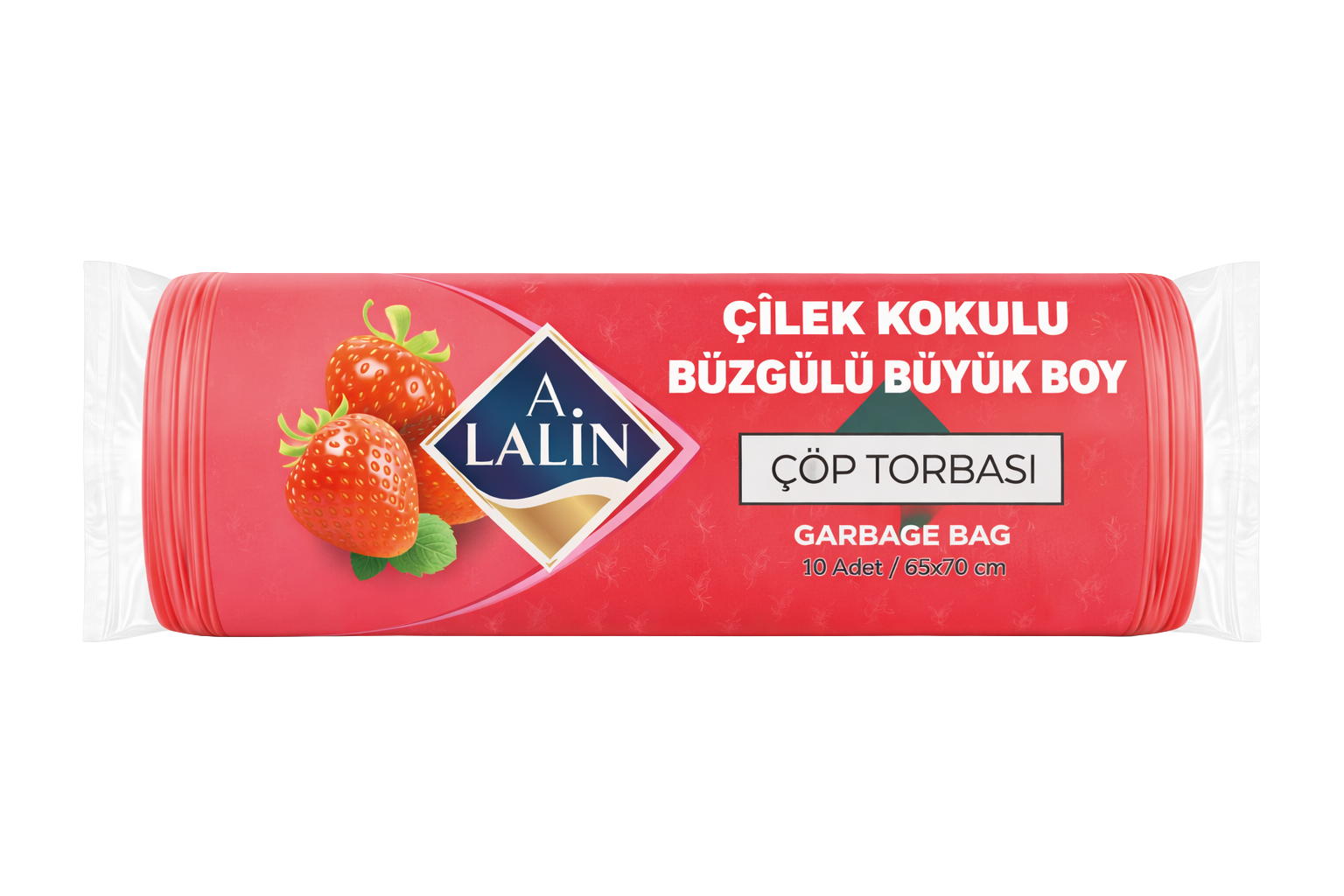 Çöp Torbası Büzgülü Çilek Kokulu Büyük 10 lu (65x70)